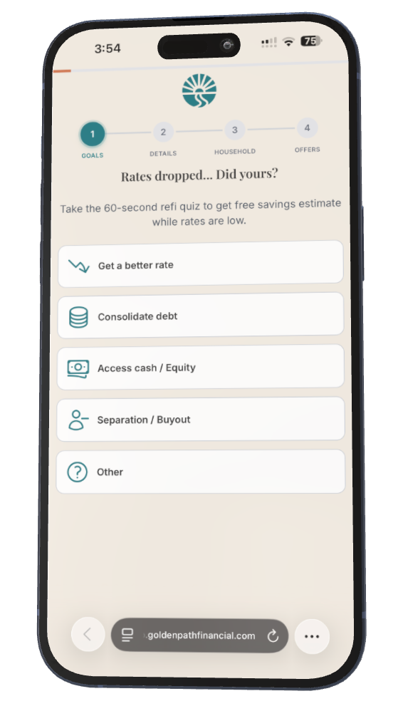 Golden Path Financial Funnel Quiz Mockup